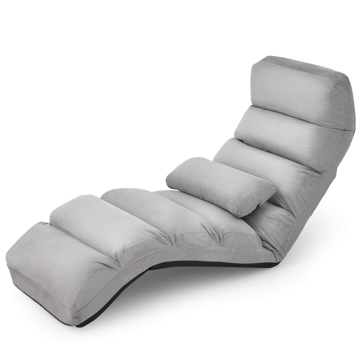Folding Floor Chair with 5-Position Backrest - Gray