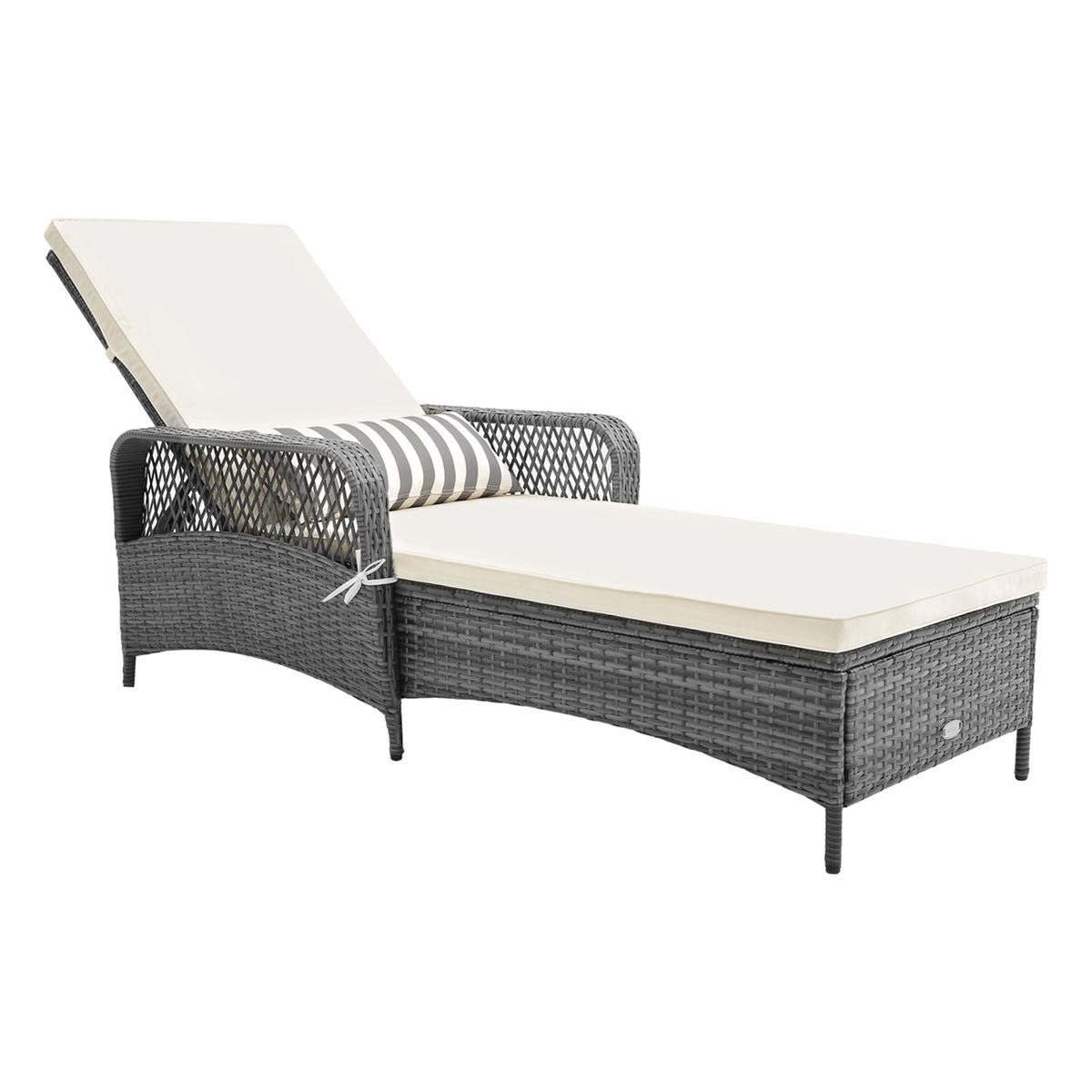 Outdoor Chaise Lounge Chair with 6-Level Backrest (1- or 2-Pack) - White-1