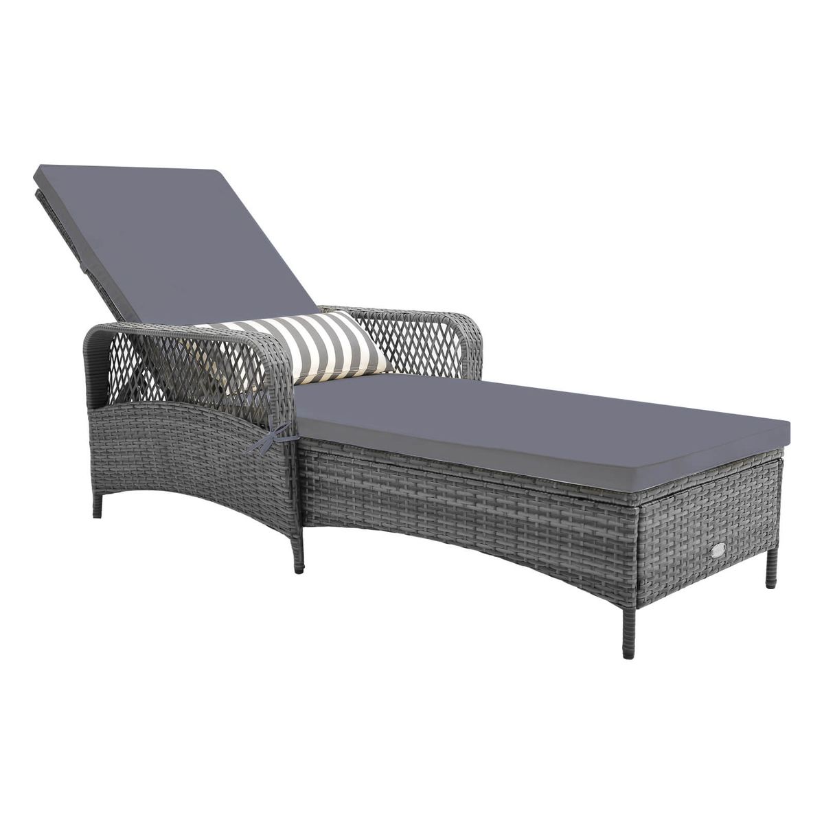 Outdoor Chaise Lounge Chair with 6-Level Backrest (1- or 2-Pack) - Gray-1