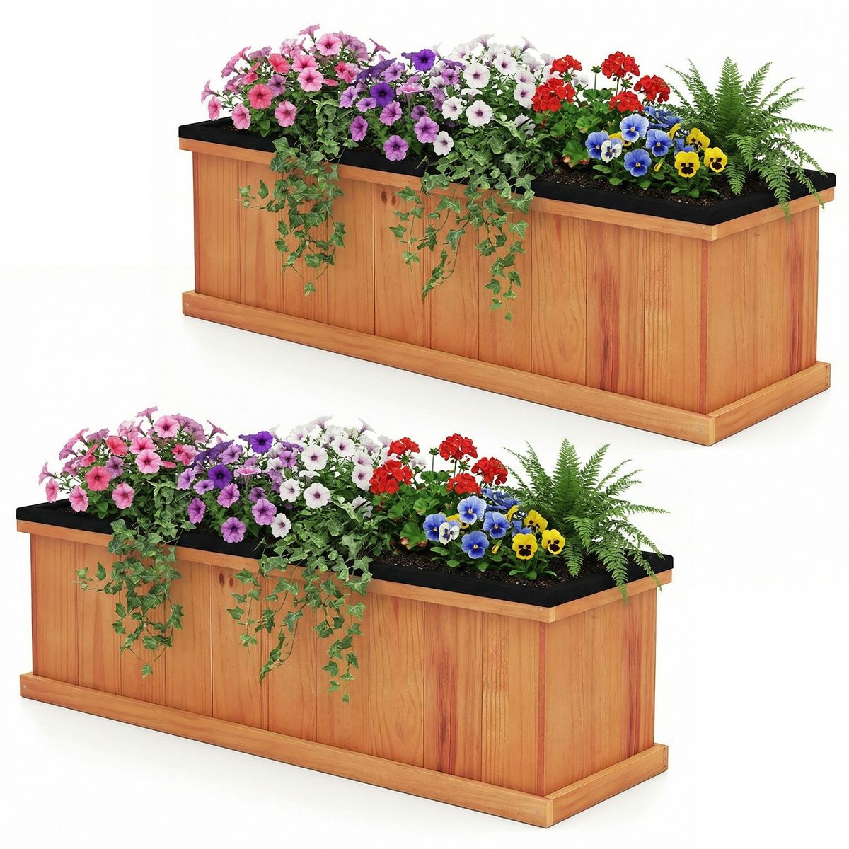 Wood Raised Garden Bed with Drainage Holes (1- or 2-Pack) - Garden Bed -2