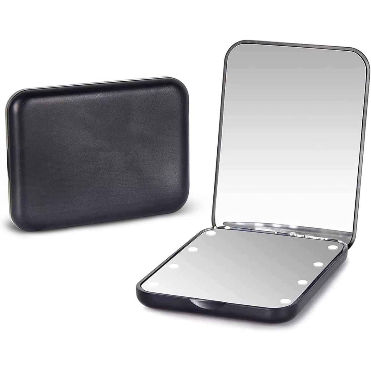 Foldable LED Travel Magnification Makeup Mirror - Black