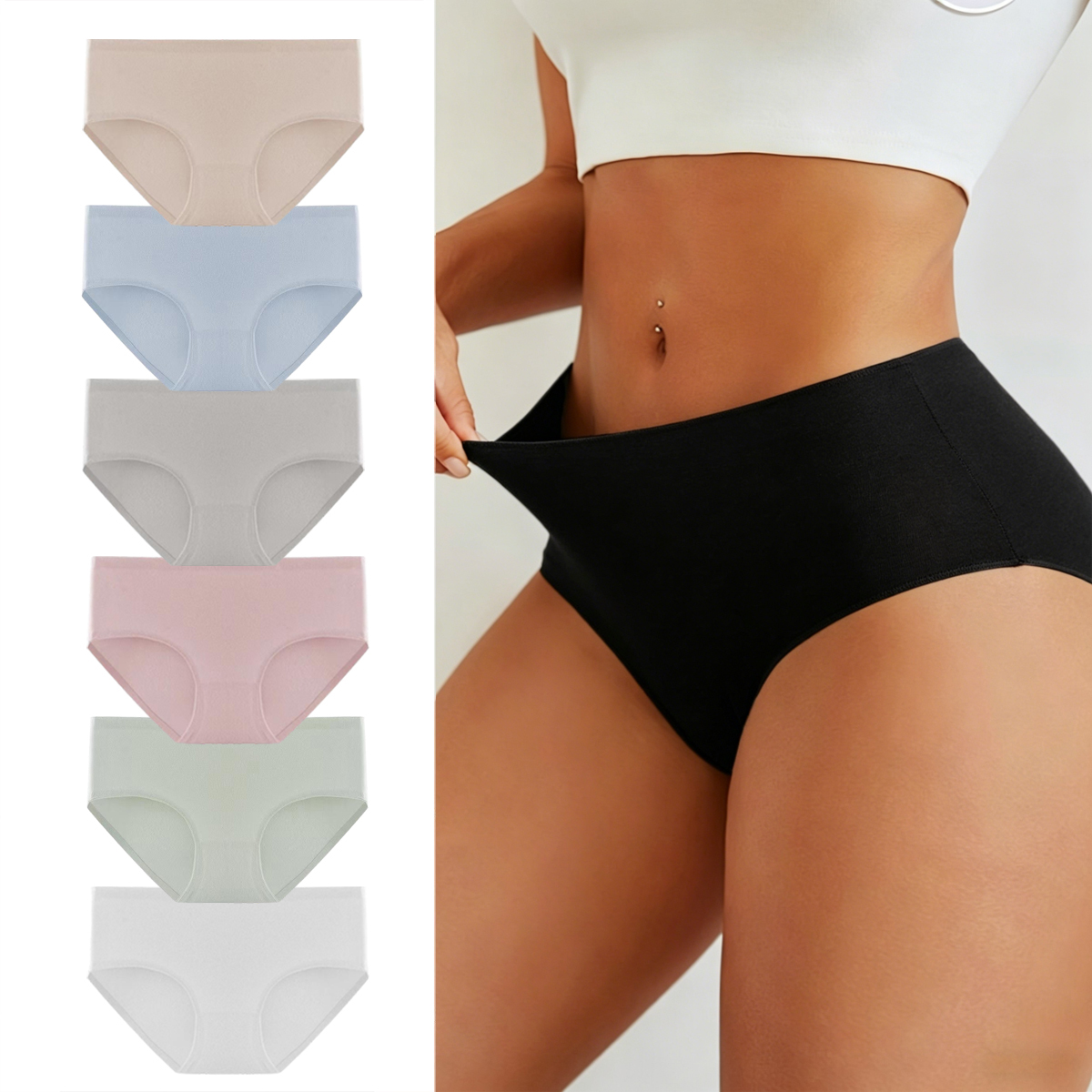 Women's Mid-Rise Seamless Cotton Briefs (6-Pack) - Style 2-XL