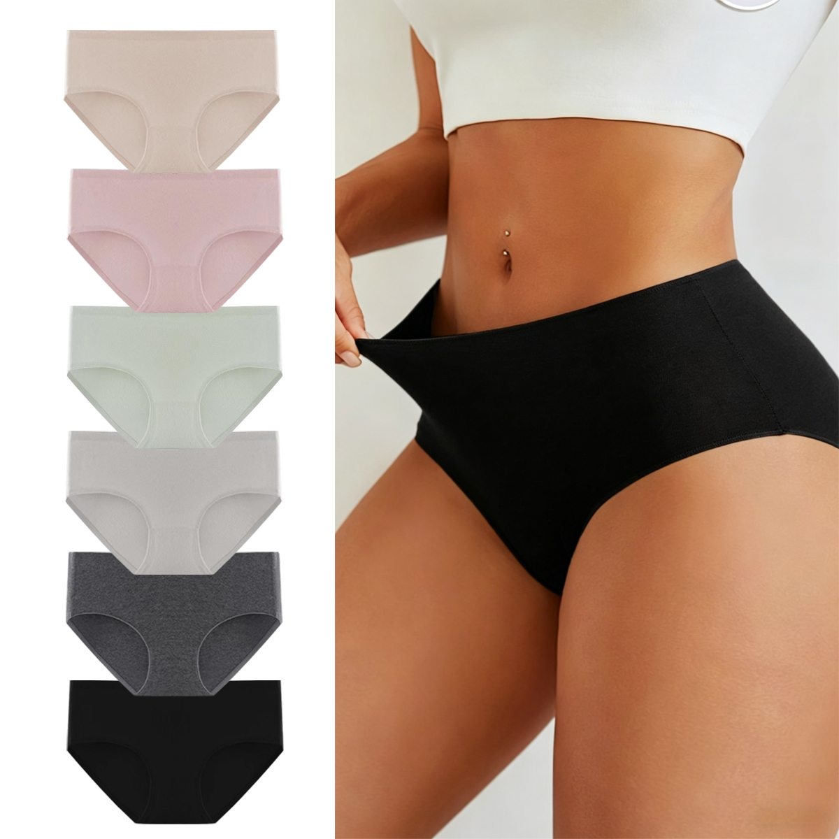 Women's Mid-Rise Seamless Cotton Briefs (6-Pack) - Style 3-M