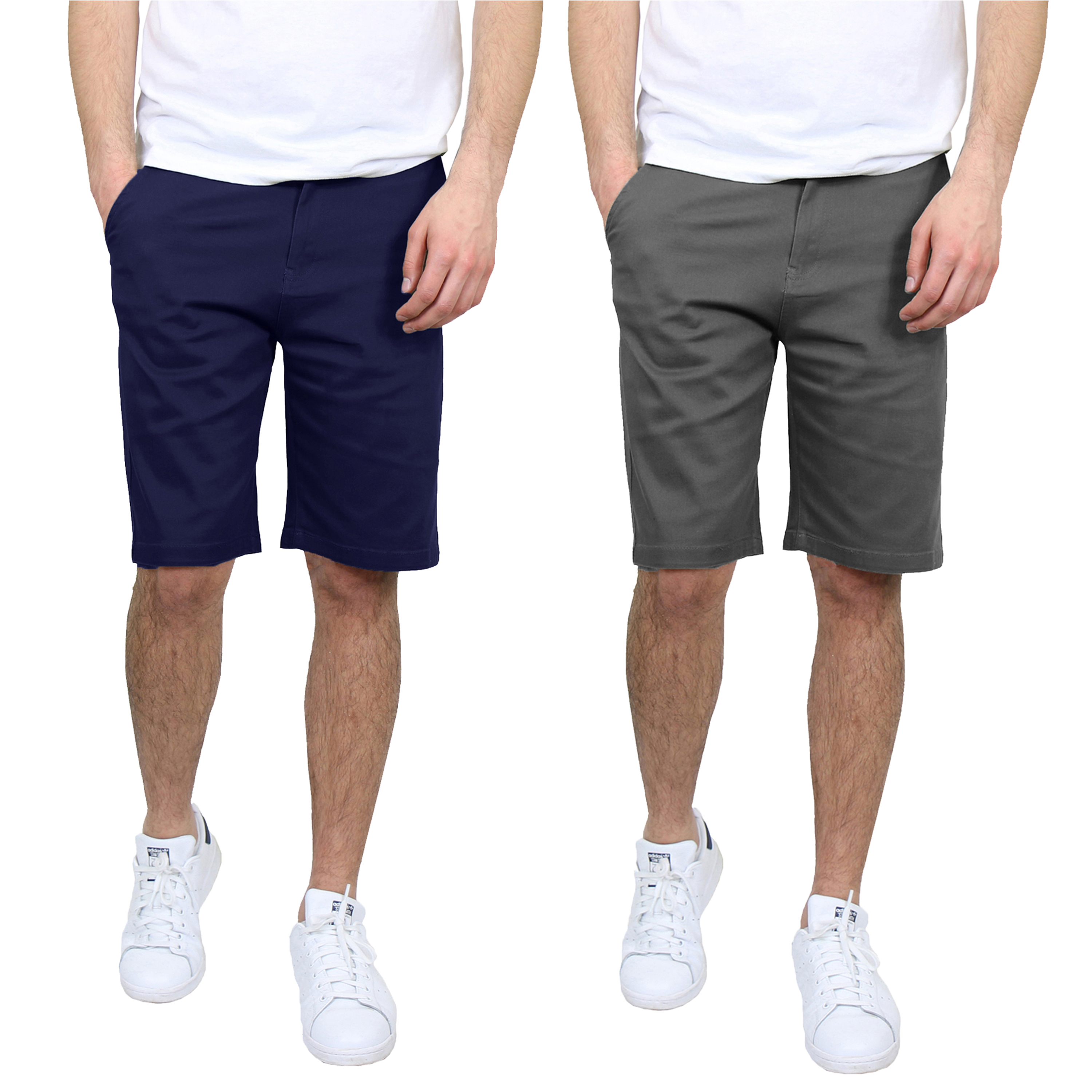 Men's 5-Pocket Cotton Stretch Chino Shorts (2-Pack) - G/MSCS-800 / NV-GY / 42