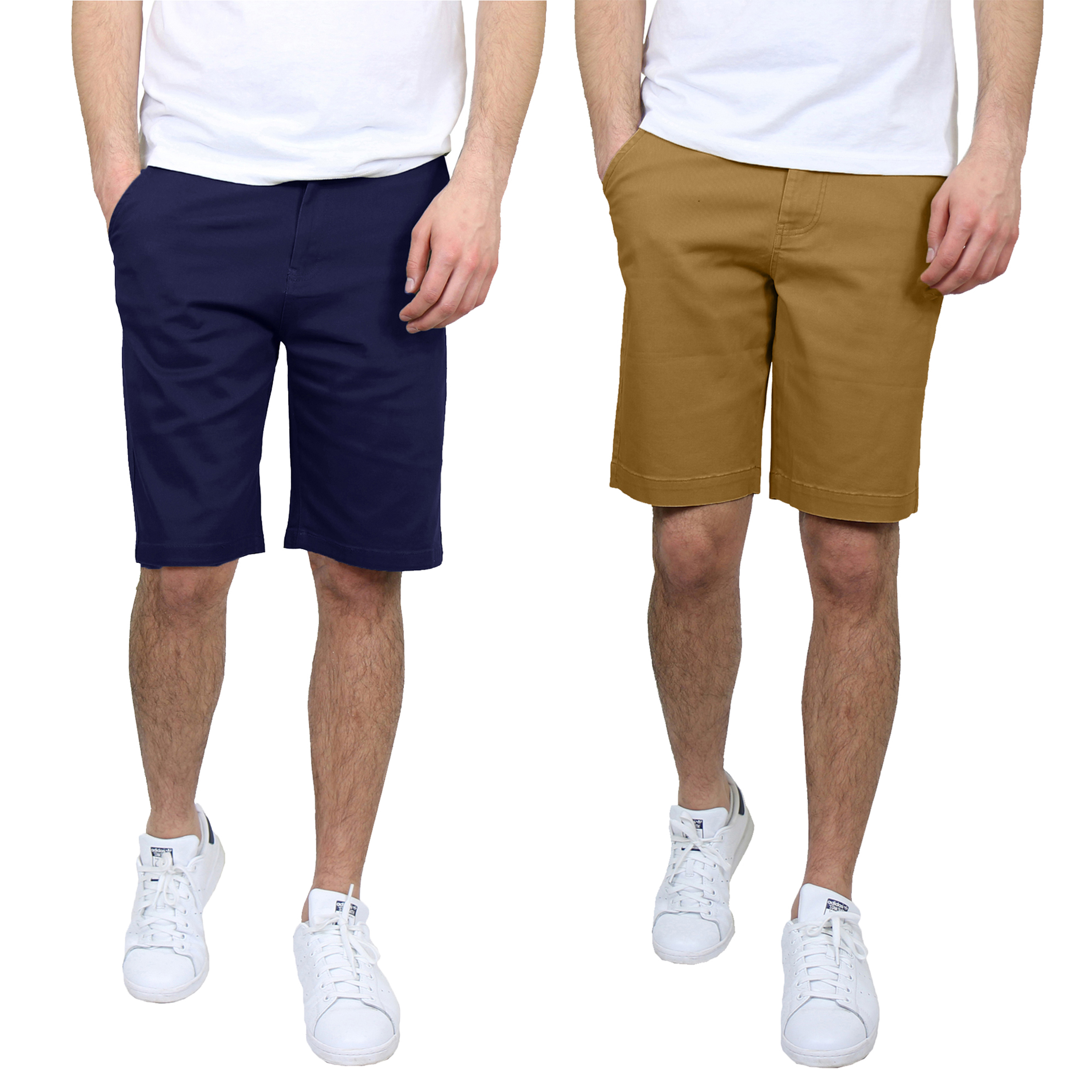 Men's 5-Pocket Cotton Stretch Chino Shorts (2-Pack) - G/MSCS-800 / NV-TB / 42