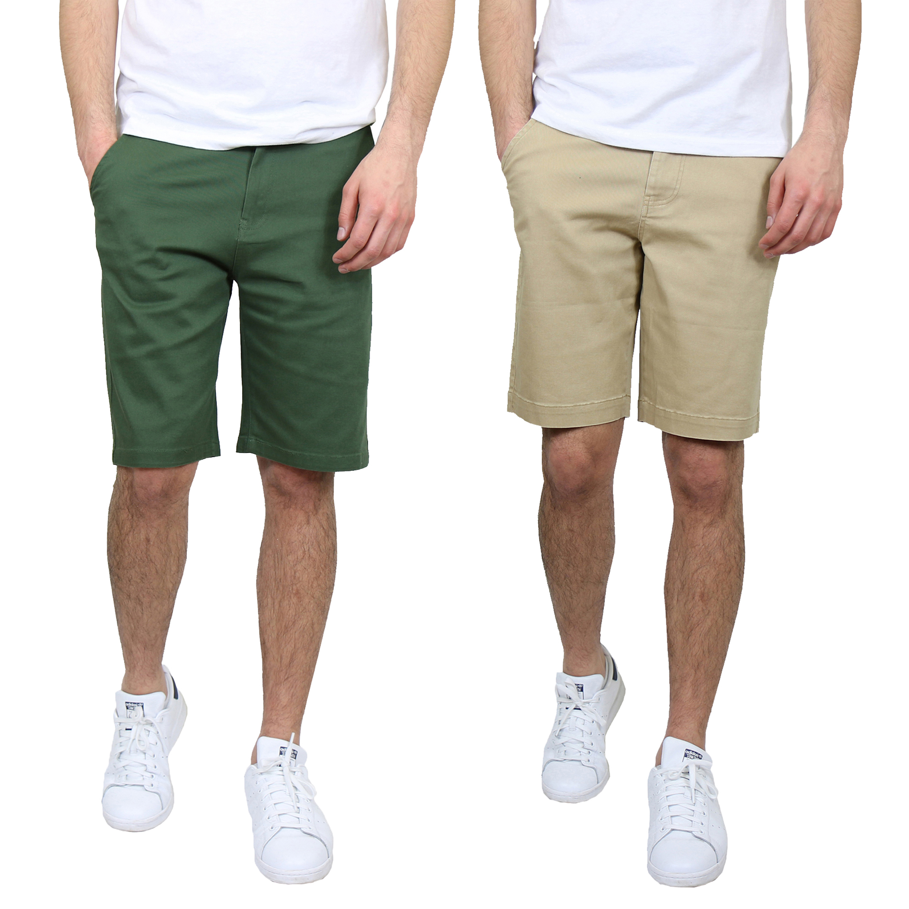Men's 5-Pocket Cotton Stretch Chino Shorts (2-Pack) - G/MSCS-800 / OL-KK / 34