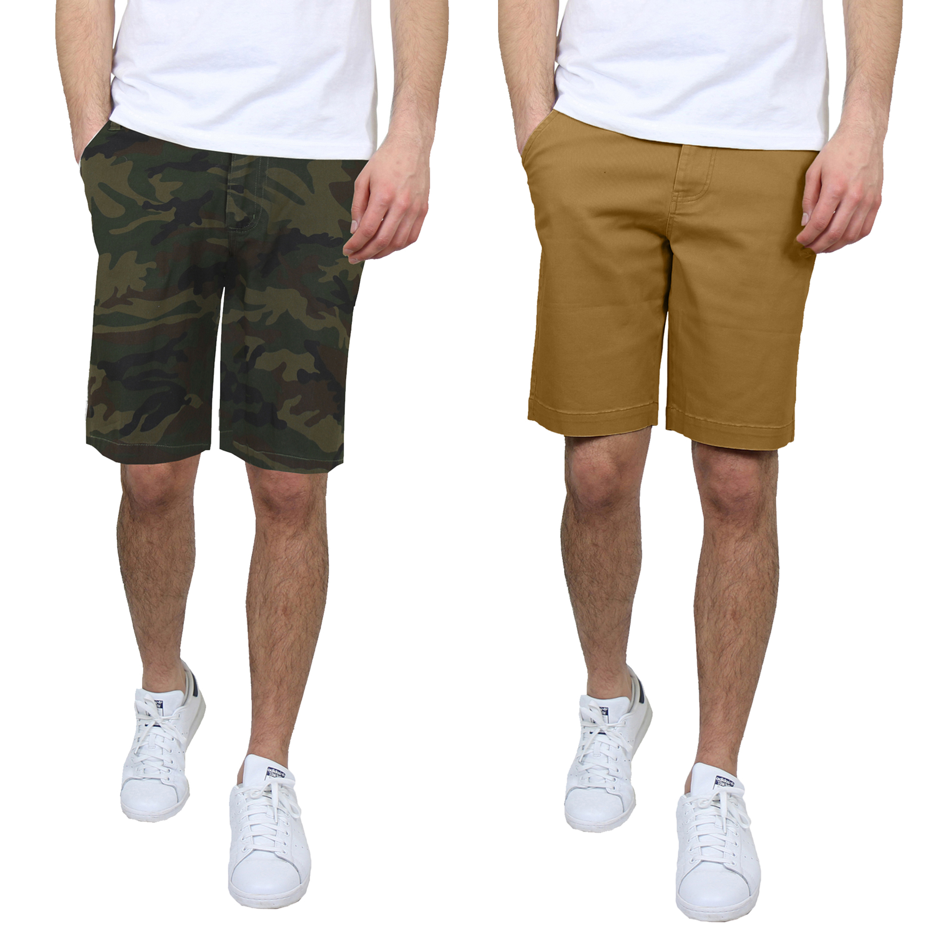 Men's 5-Pocket Cotton Stretch Chino Shorts (2-Pack) - G/MSCS-800 / CM-TB / 36