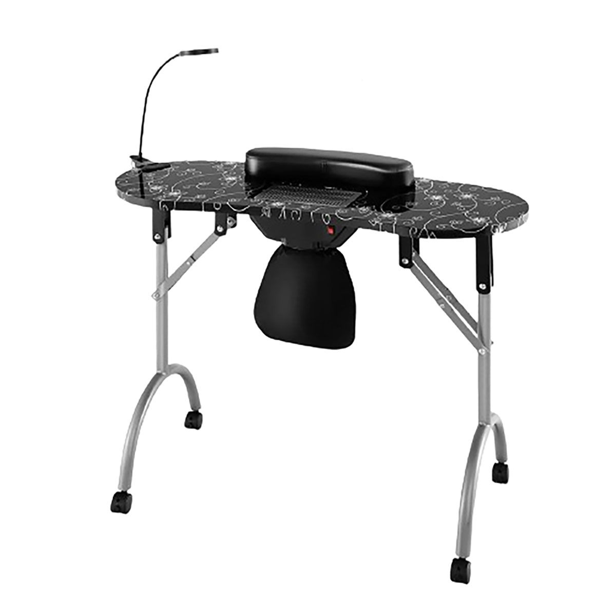 Manicure Nail Table with Bendable USB-Plug LED Table Lamp - Black
