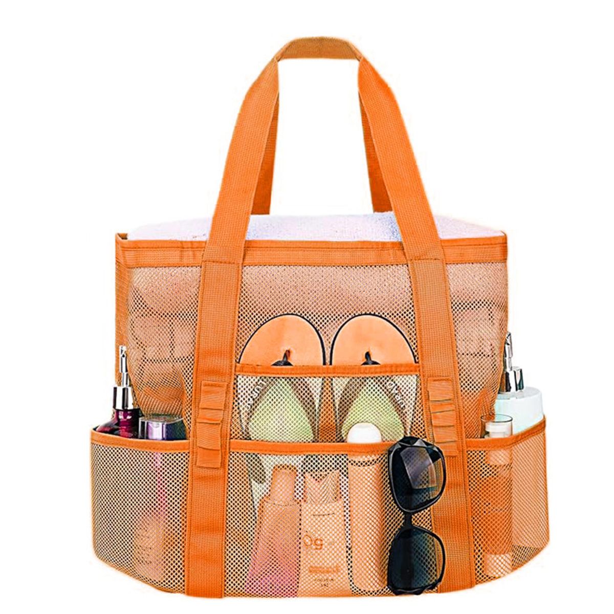Large Mesh Beach Tote Bag - Orange