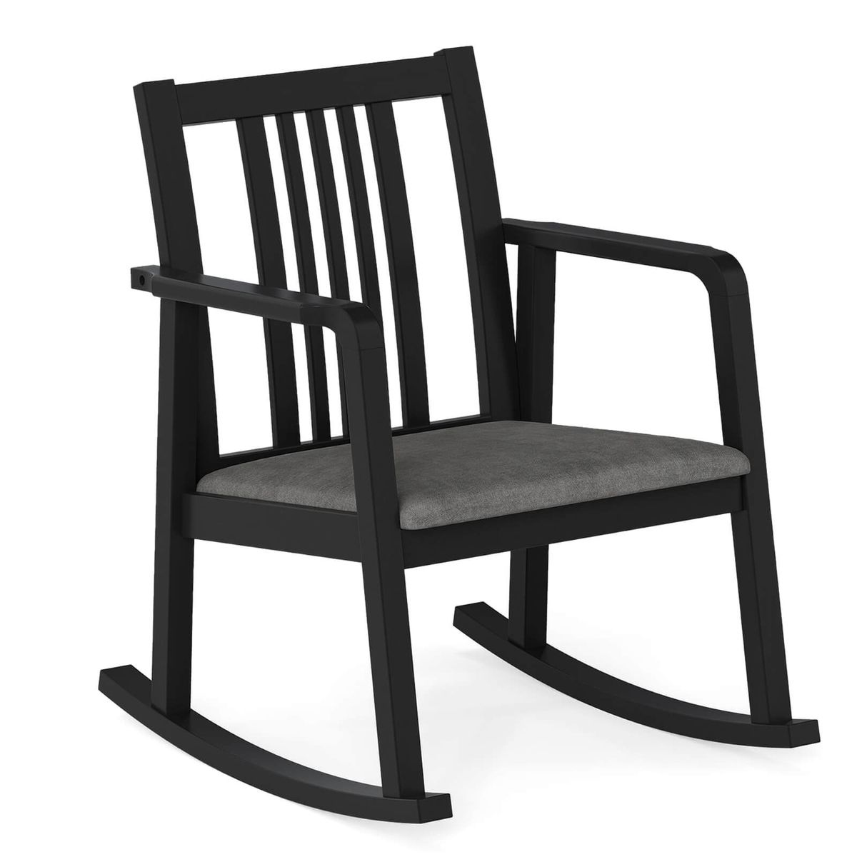 Rocking Chair with Cushioned Seat (1- or 2-Pack) - Black-1