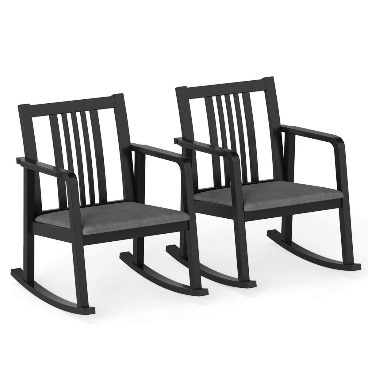Rocking Chair with Cushioned Seat (1- or 2-Pack) - Black-2