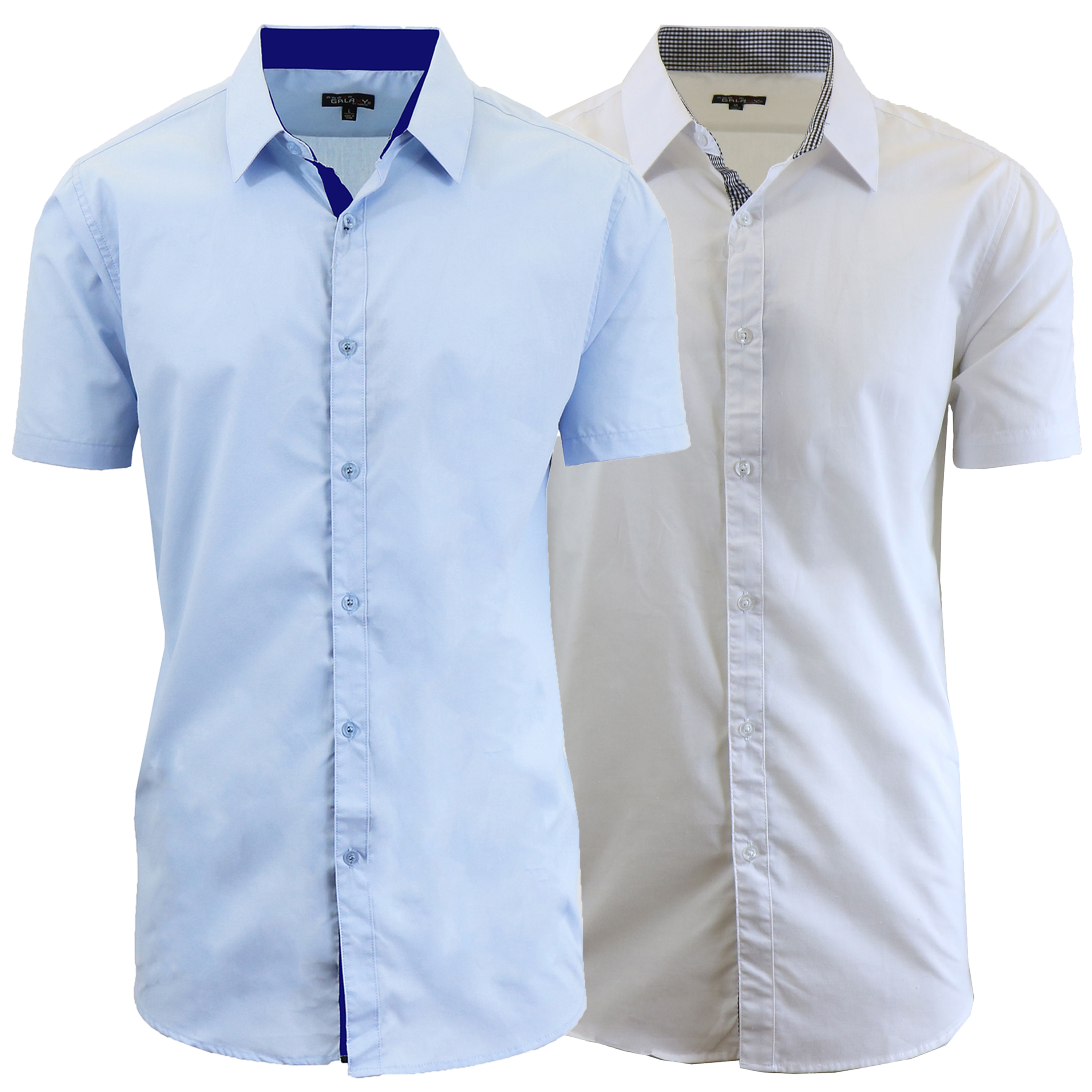Men's Short Sleeve Solid Classic Dress Shirt (2-Pack) - MSS-500 / LB-WH / M