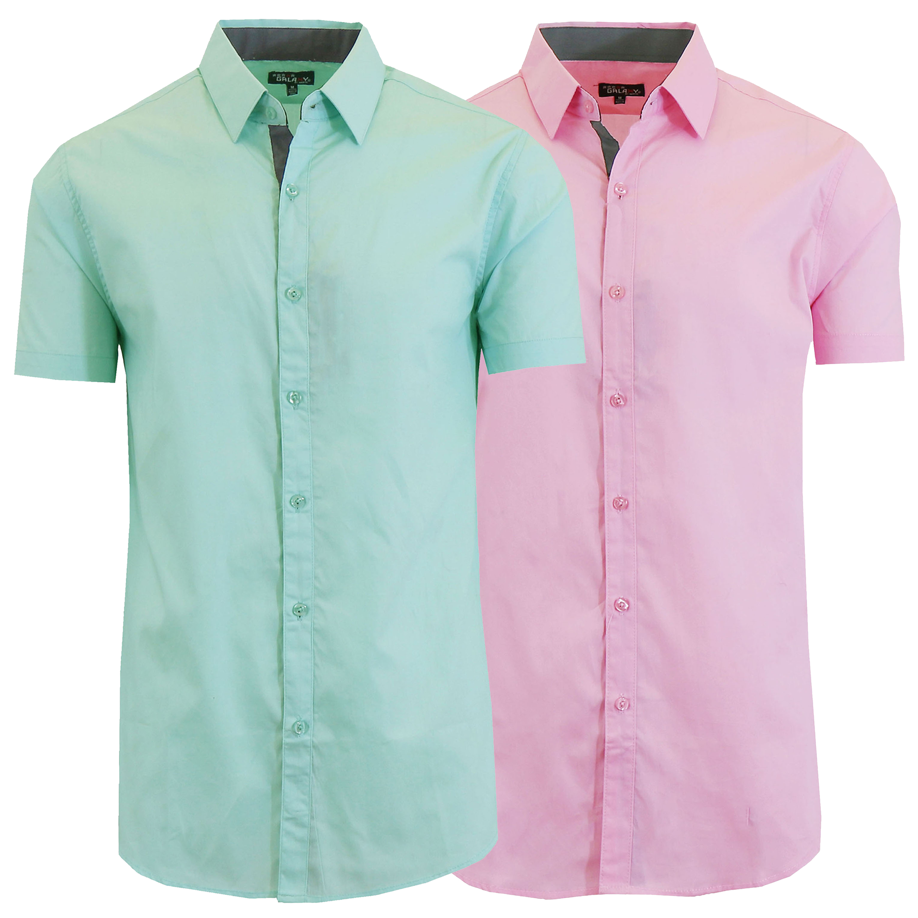 Men's Short Sleeve Solid Classic Dress Shirt (2-Pack) - MSS-500 / MT-PK / S