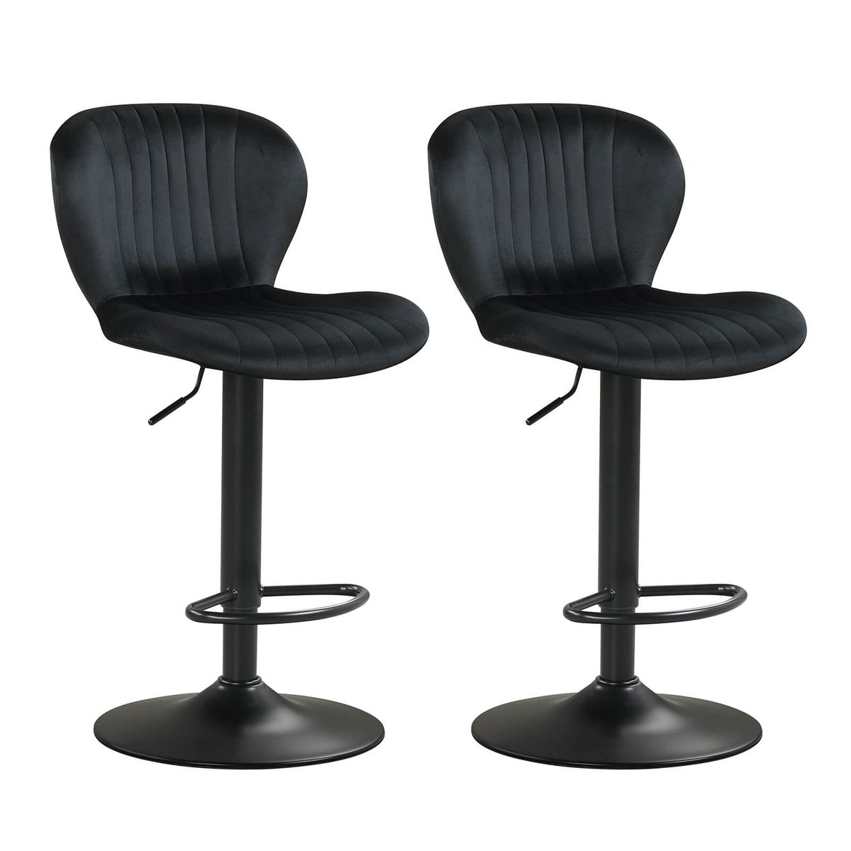 Bar Stool Set with Velvet Backrests and Padded Seats (Set of 2 or 4) - Black-2