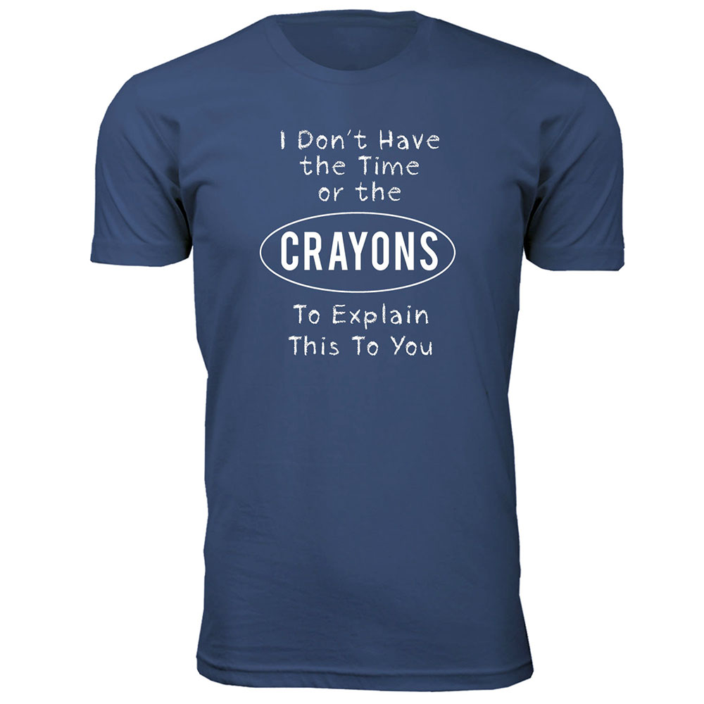 Men's Funny Nerd T-Shirt - Crayons - Navy / XL