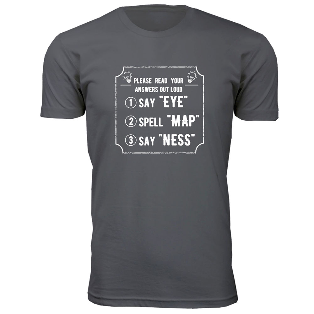 Men's Funny Nerd T-Shirt - Say Eye- Charcoal / M