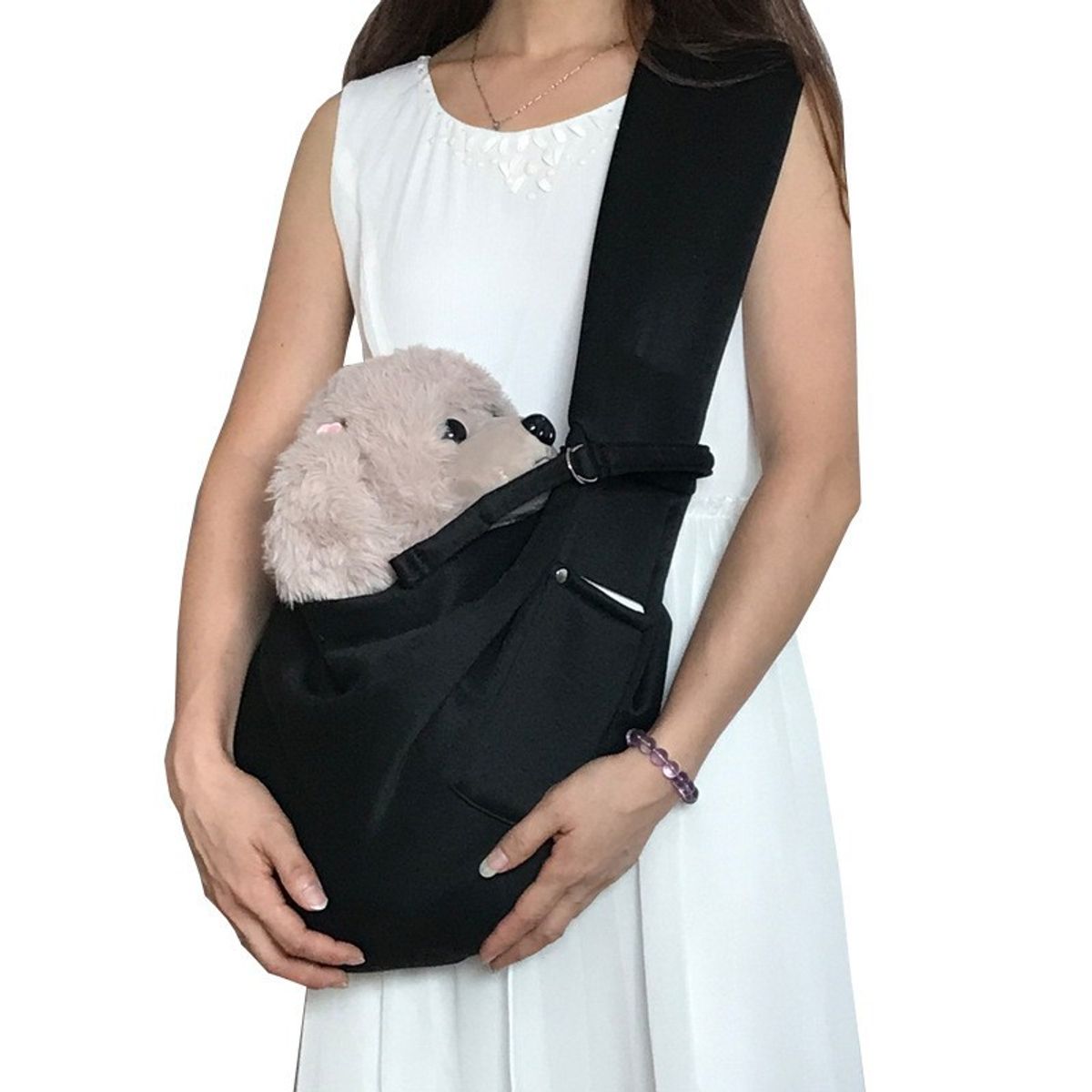 Reversible Canvas Pet Sling Carrier - Black