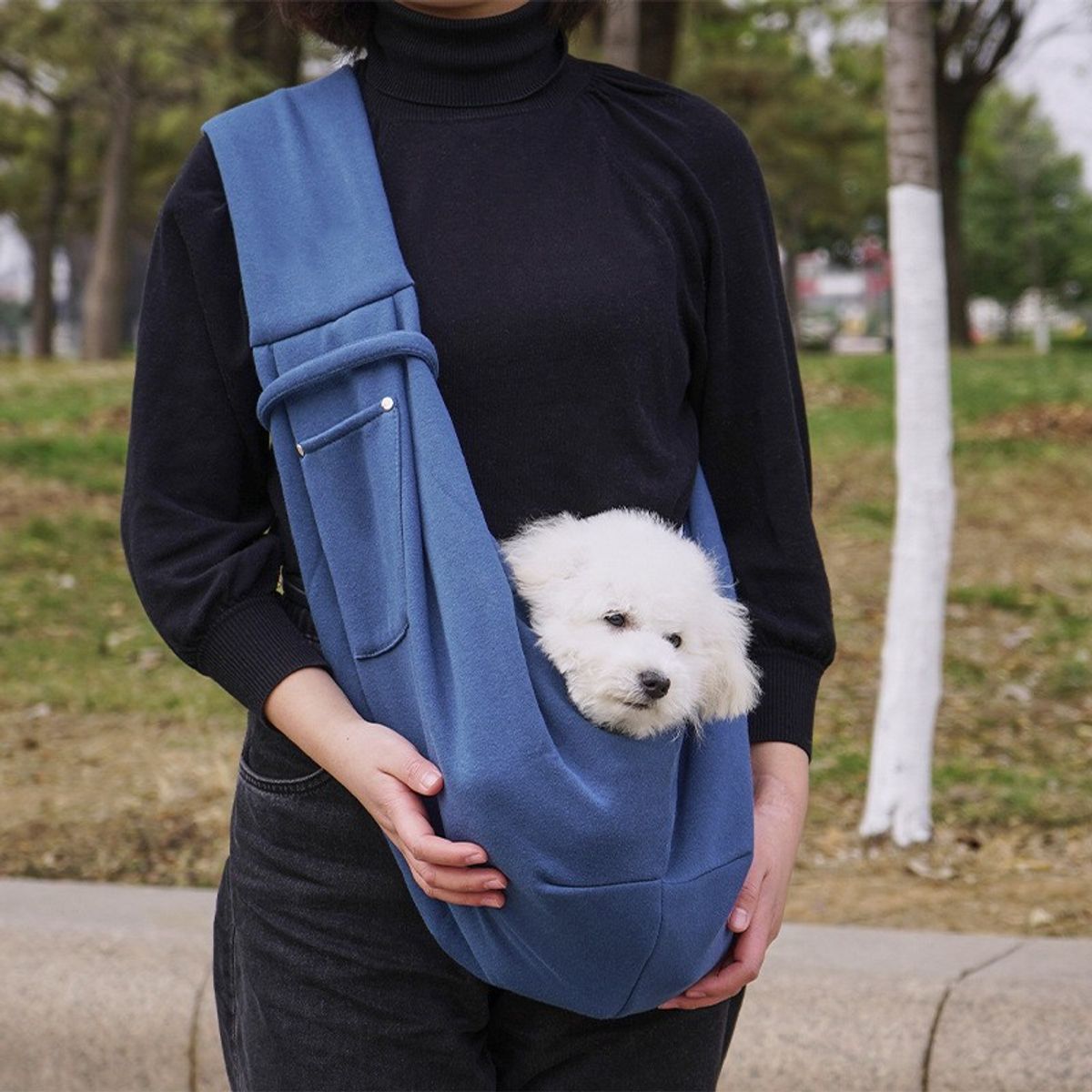 Reversible Canvas Pet Sling Carrier - Dark Blue