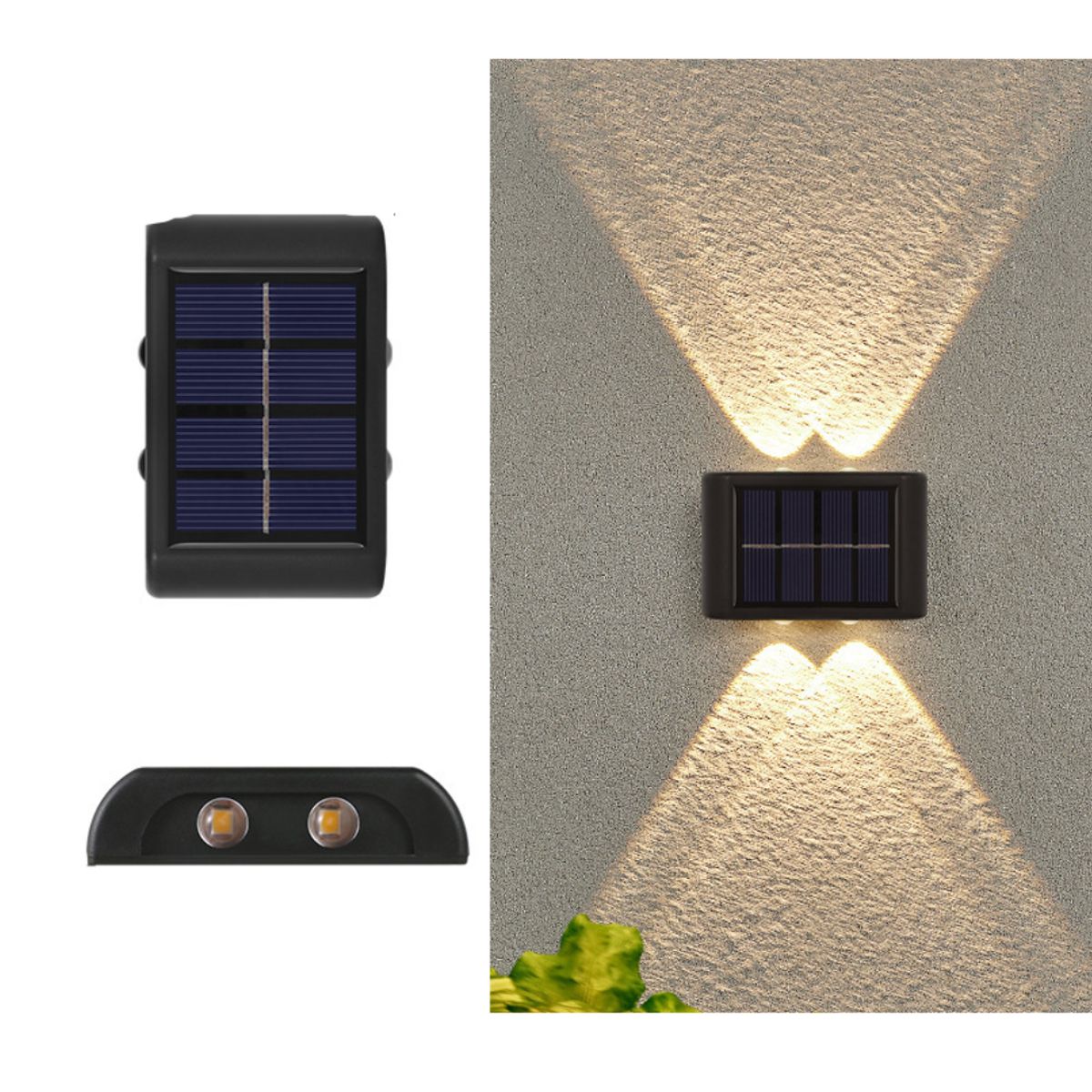 Waterproof Solar LED Wall Lamp - 4LED-Warm White-4Pack