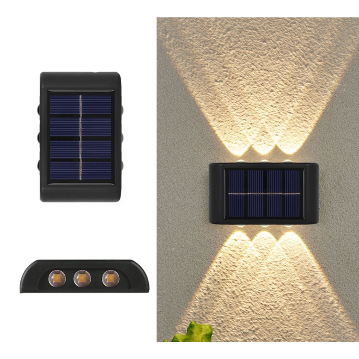 Waterproof Solar LED Wall Lamp - 6LED-Warm White-8Pack