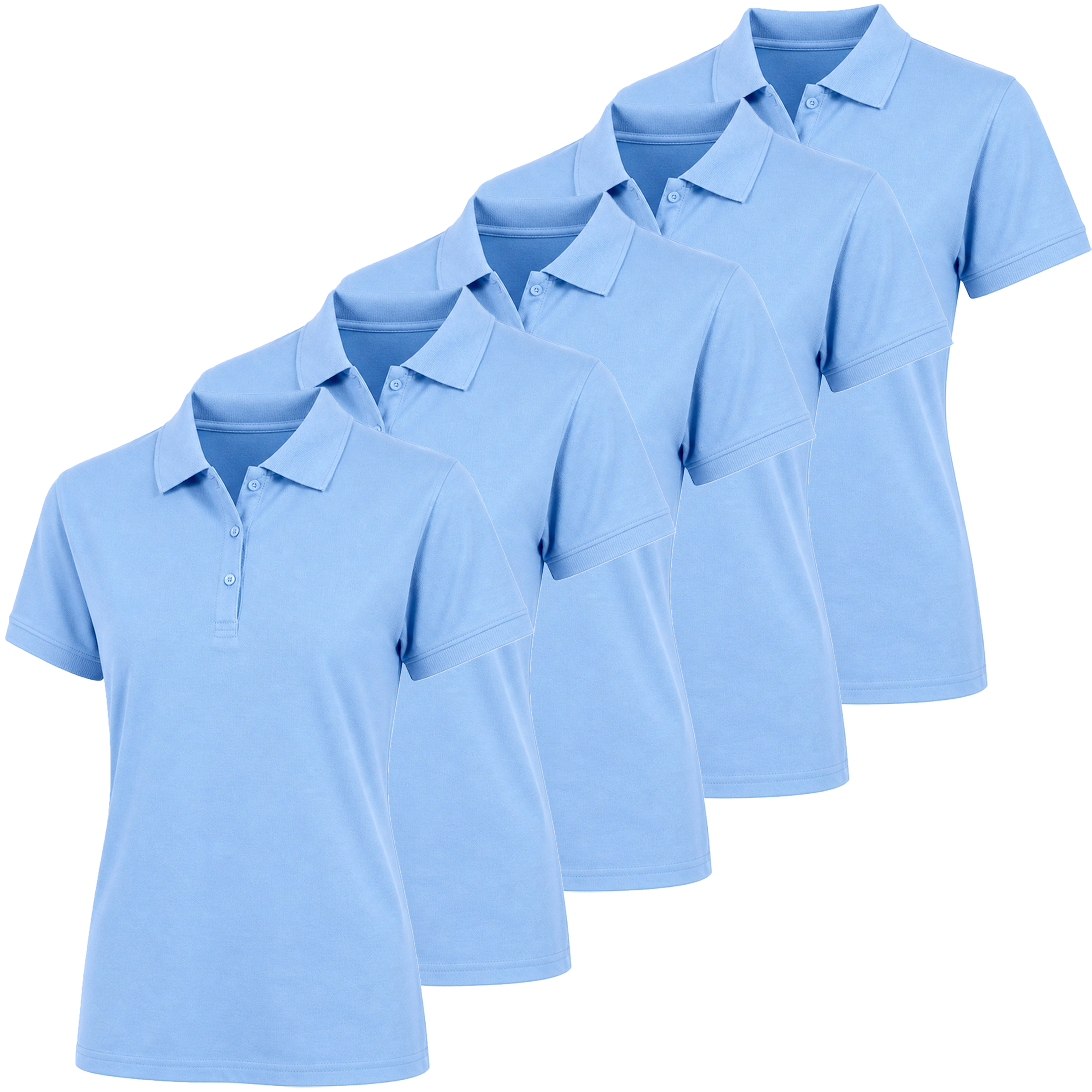 Junior's Short Sleeve School Uniform Pique Polo Shirt (5-Pack) - JFP - LB-LB-LB-LB-LB - 2XL