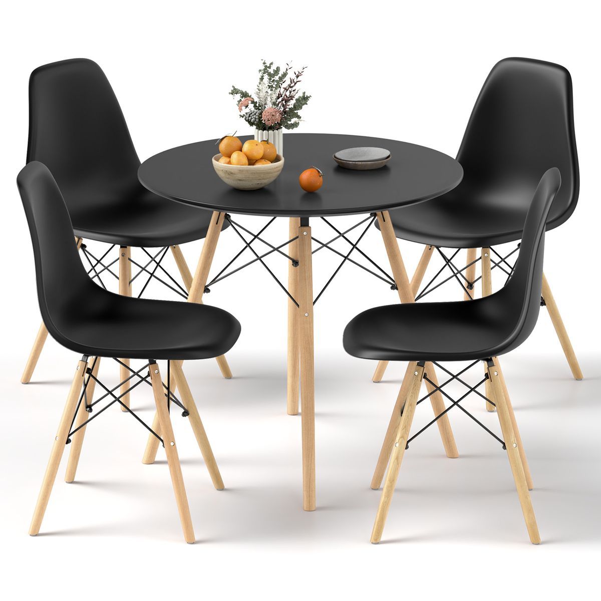 5-Piece Modern Dining Table Set - Costway Dining Table Set-Black