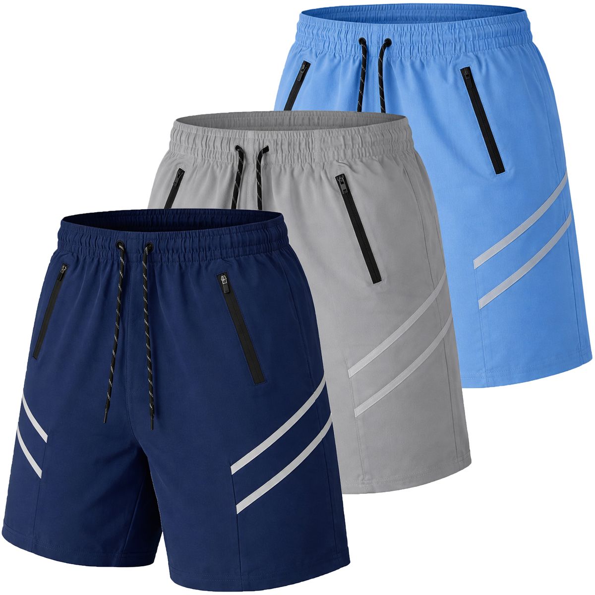 Men's Performance Training Shorts (3-Pack) - J/MWWS-104 - NV-SV-LB - M