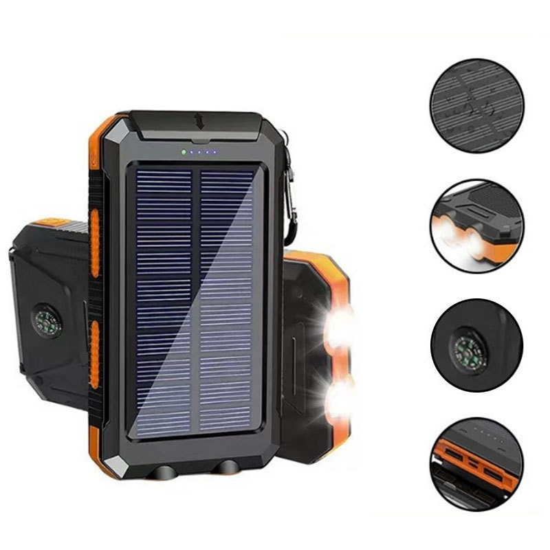 20000mAh Outdoor Solar Power Bank - Orange
