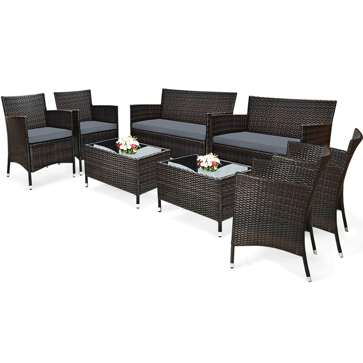 Rattan Outdoo Patio Furniture Set - Patio Furniture Set-Grey