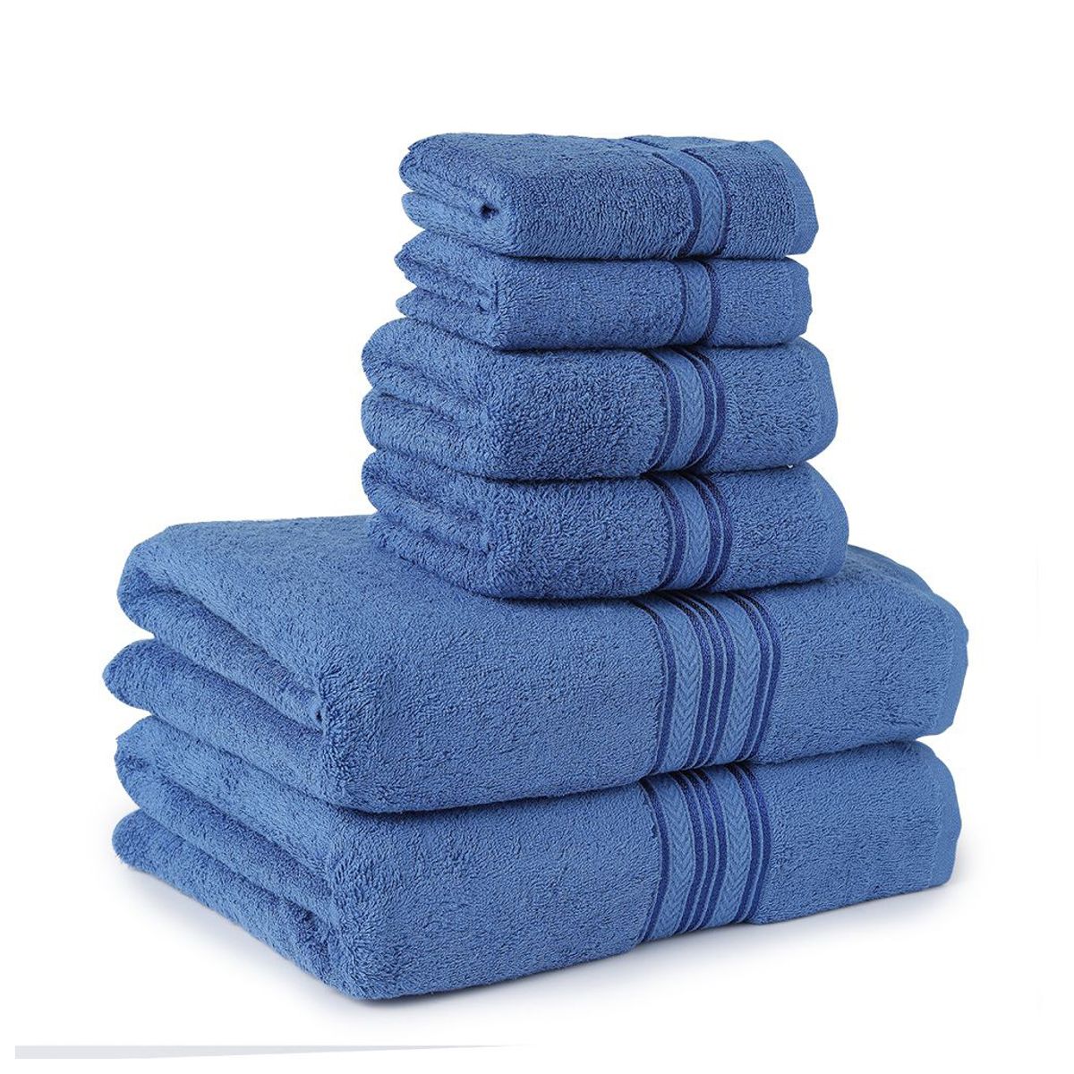 6-Piece Ringspun Cotton Towel Set - Blue