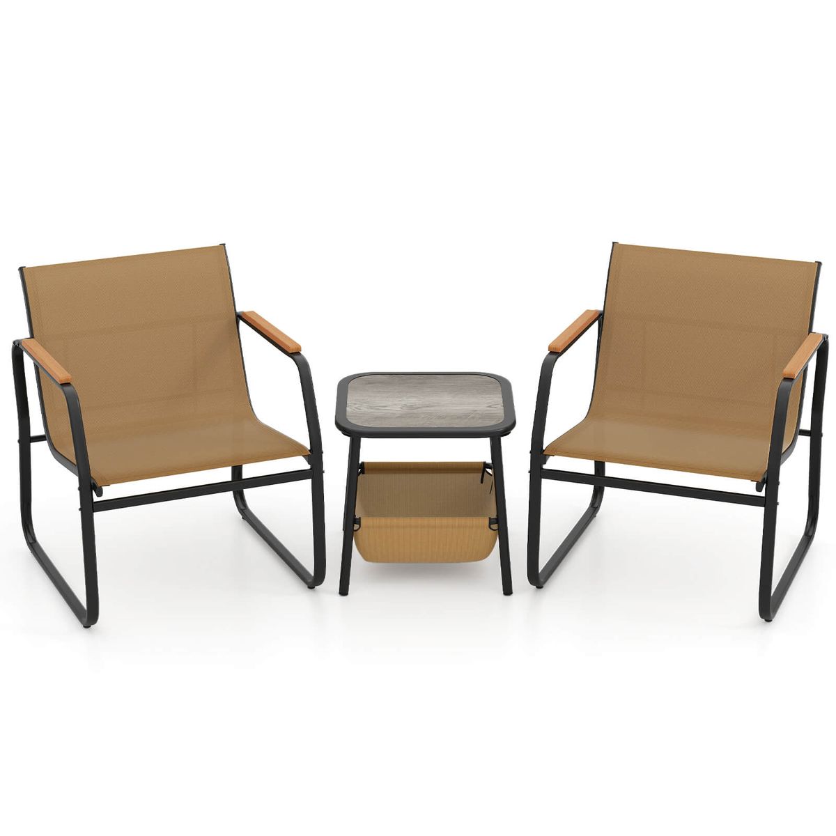 Patio Furniture Set (3-Pieces) - Furniture Set-Brown