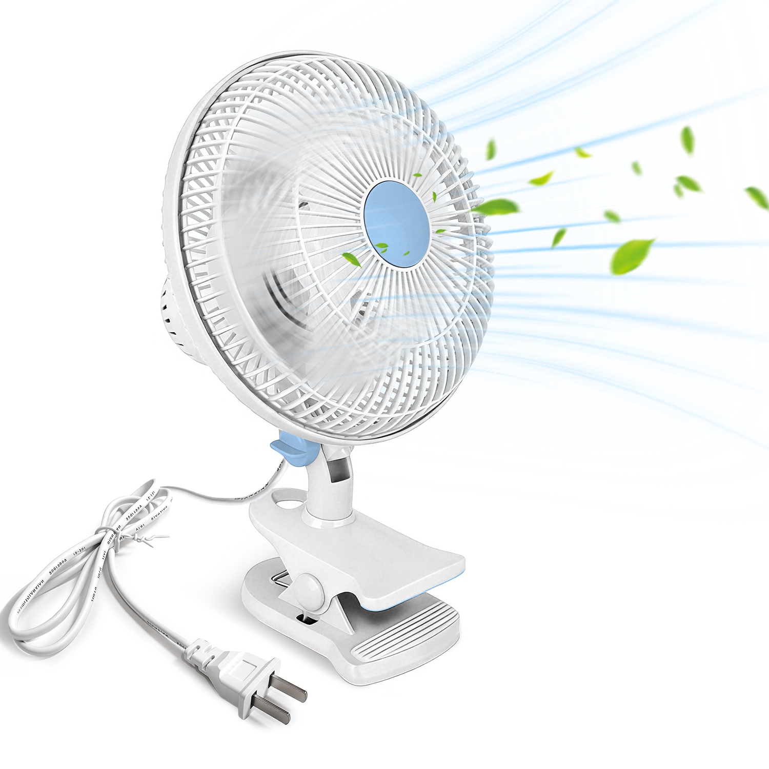2 Speed Oscillating Clip-On Fan - Blue+White