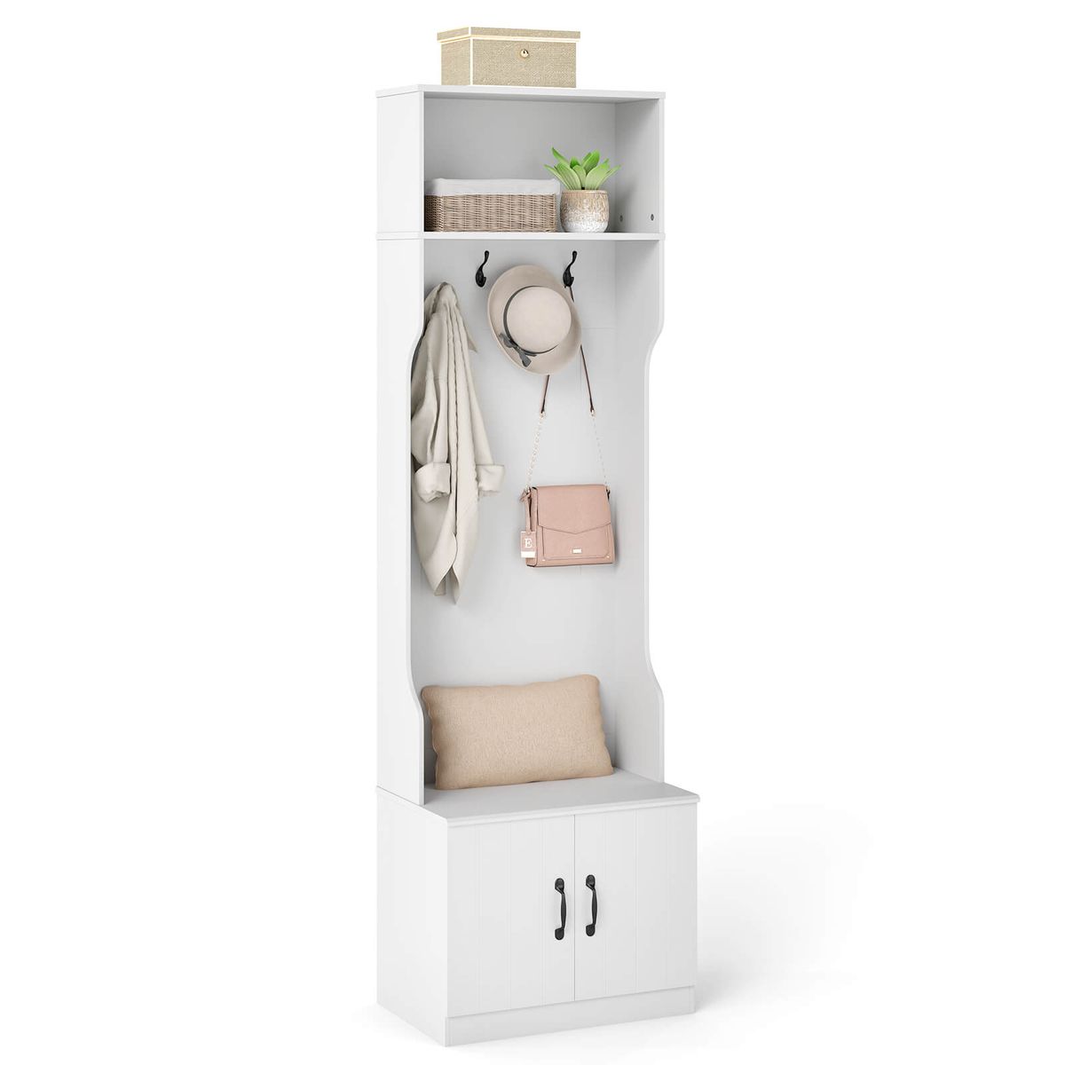 Hall Tree with Bench Storage - 3-in-1 Hall Tree
