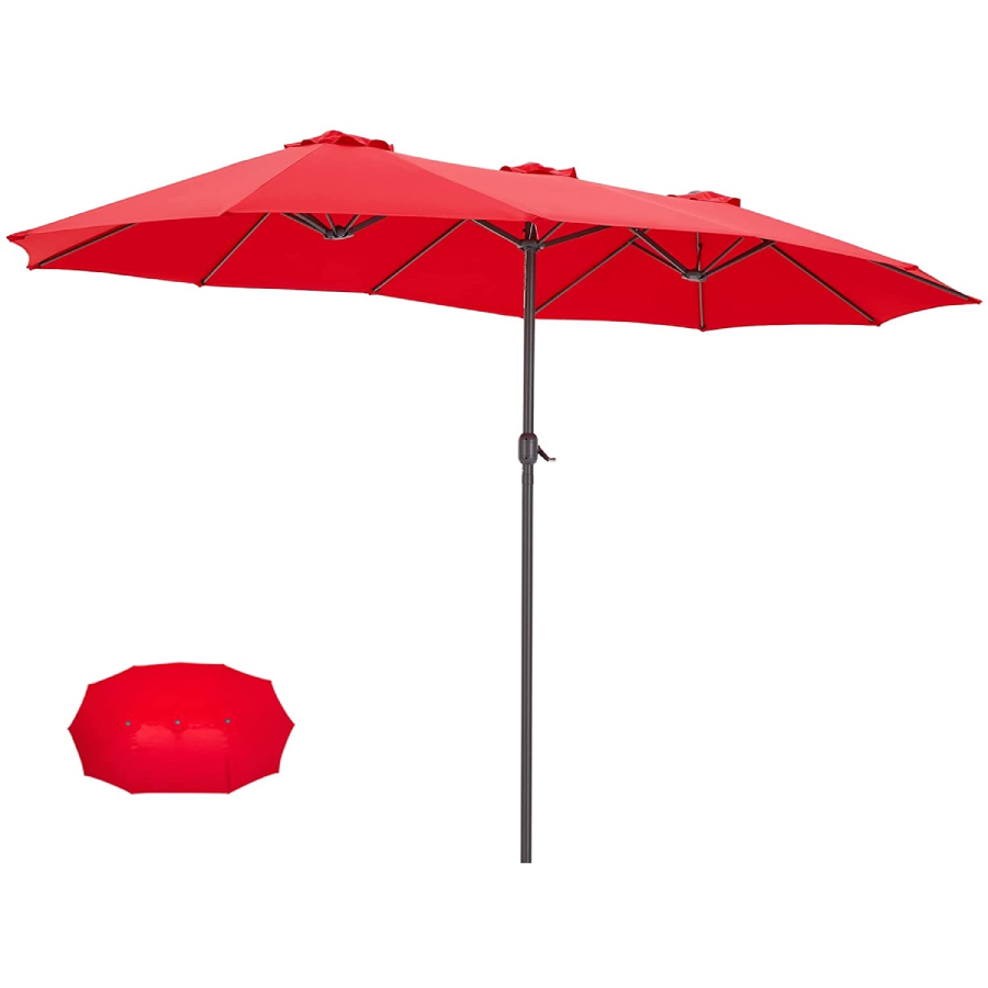 Outdoor 15' X 9' Double-sided Patio Umbrella - Red