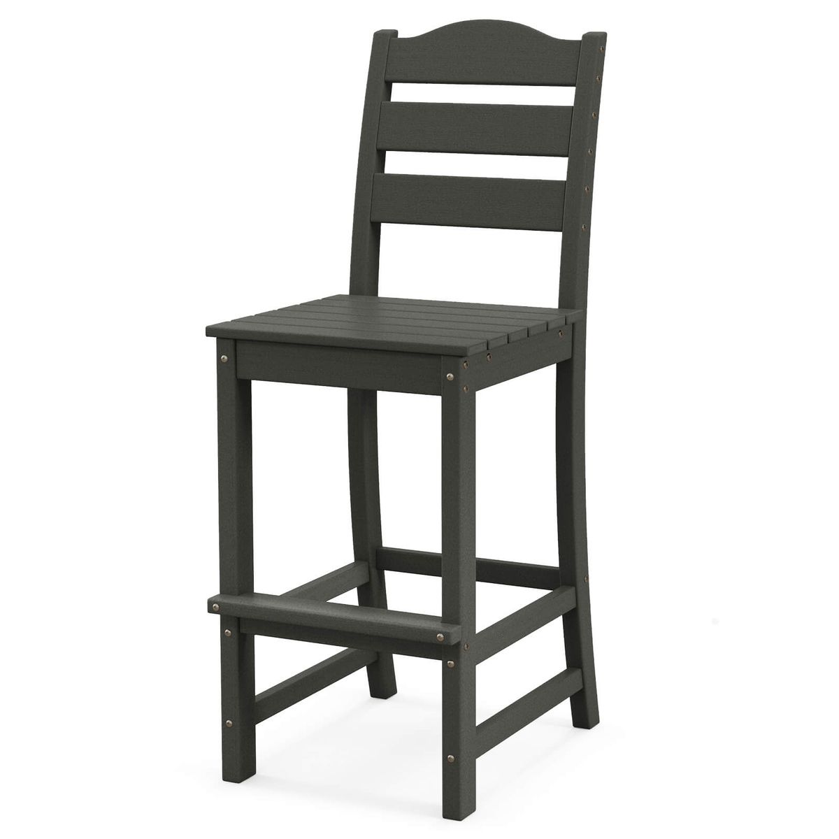 Outdoor Patio Bar Stool with Slatted Design - Black; 1-Piece