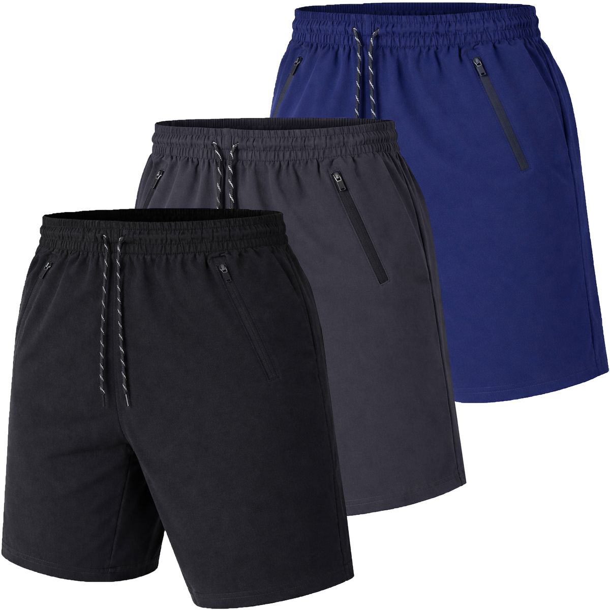 Men's Performance Training Shorts (3-Pack) - J/MWWS-101 - BK-CH-NV - S