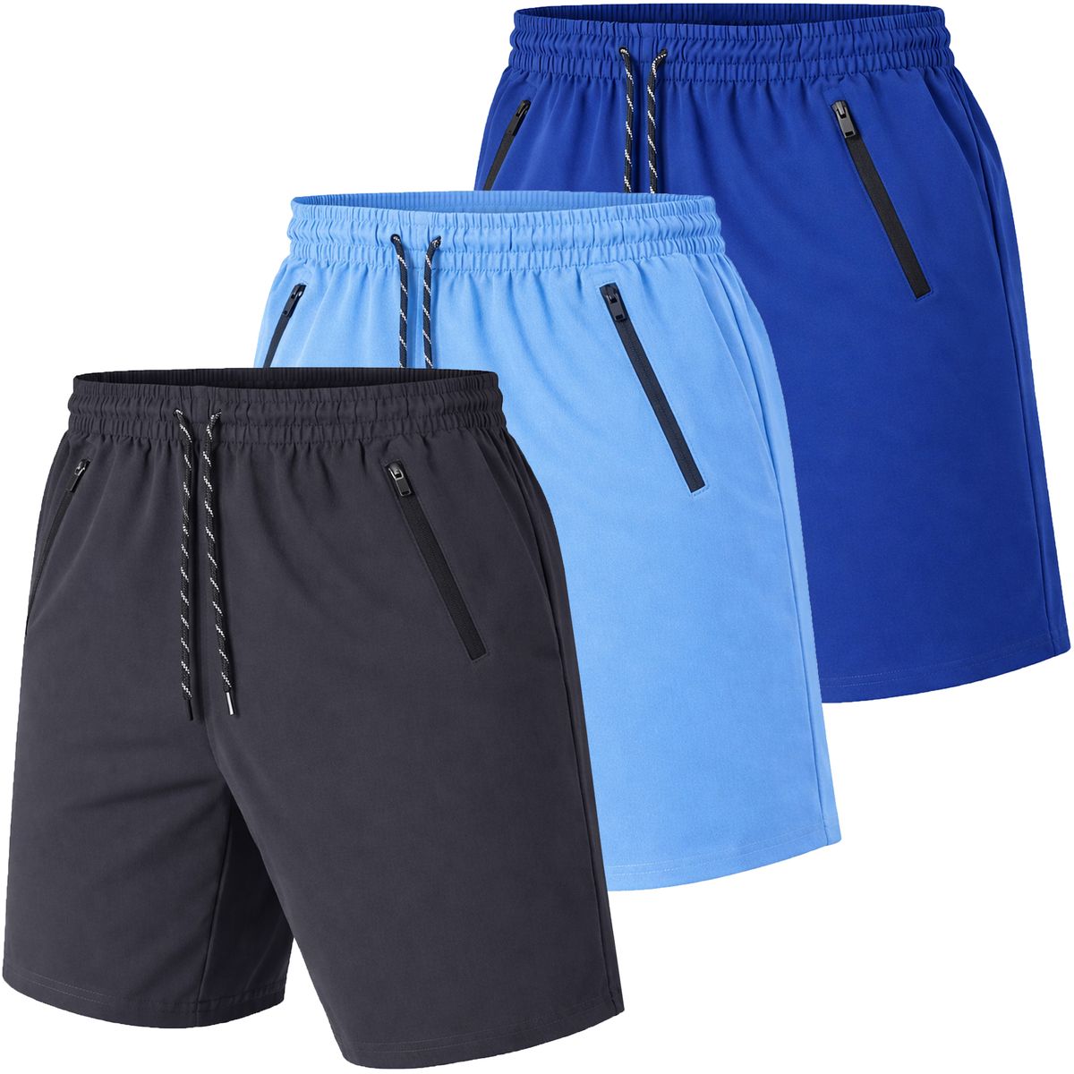 Men's Performance Training Shorts (3-Pack) - J/MWWS-101 - CH-LB-RY - M