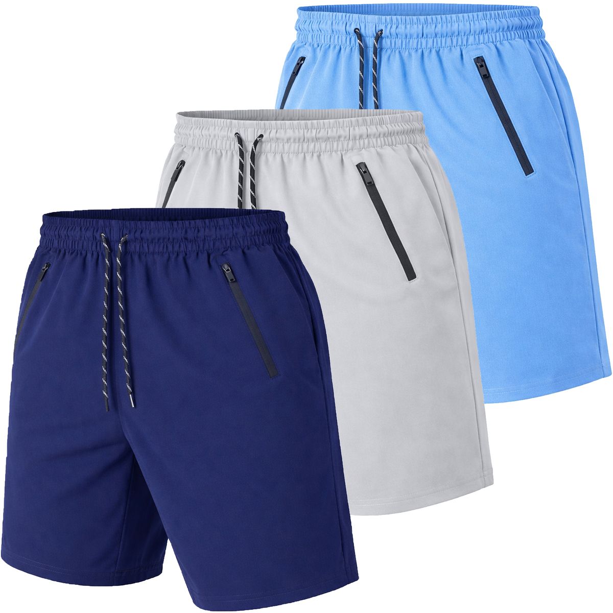 Men's Performance Training Shorts (3-Pack) - J/MWWS-101 - NV-SV-LB - S