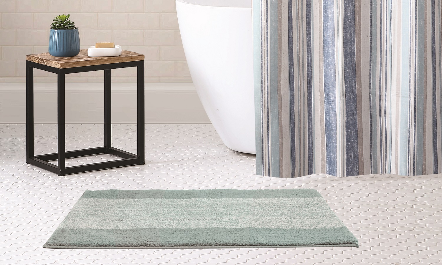 Bibb Home® Ombre Shag Bath Rug (1- or 2-Pack) - Aqua - Pack of 1