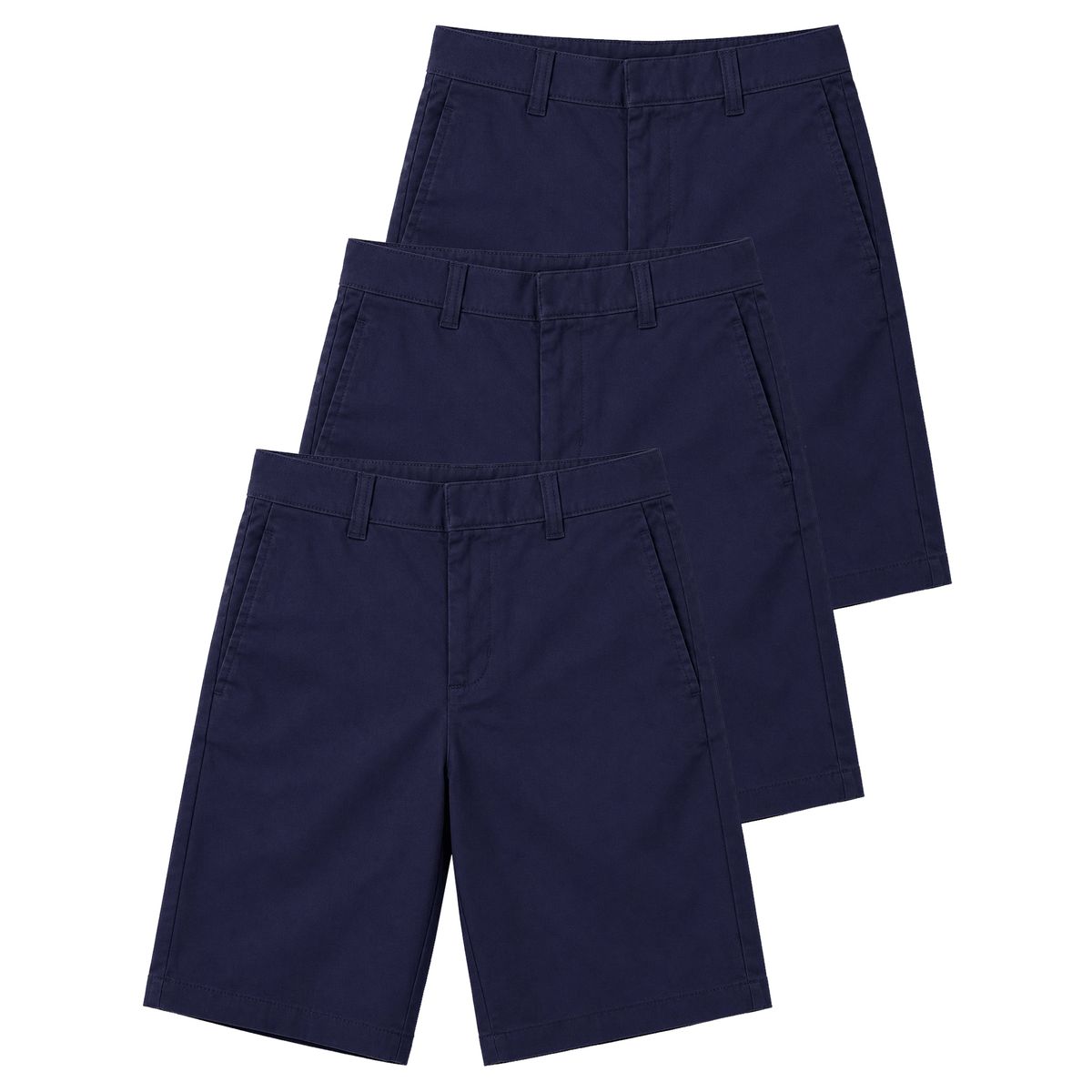 Boys' Stretch Slim Fit School Uniform Twill Shorts (3-Pack) - (3-PACK)-J/BSB-NV-NV-NV/08