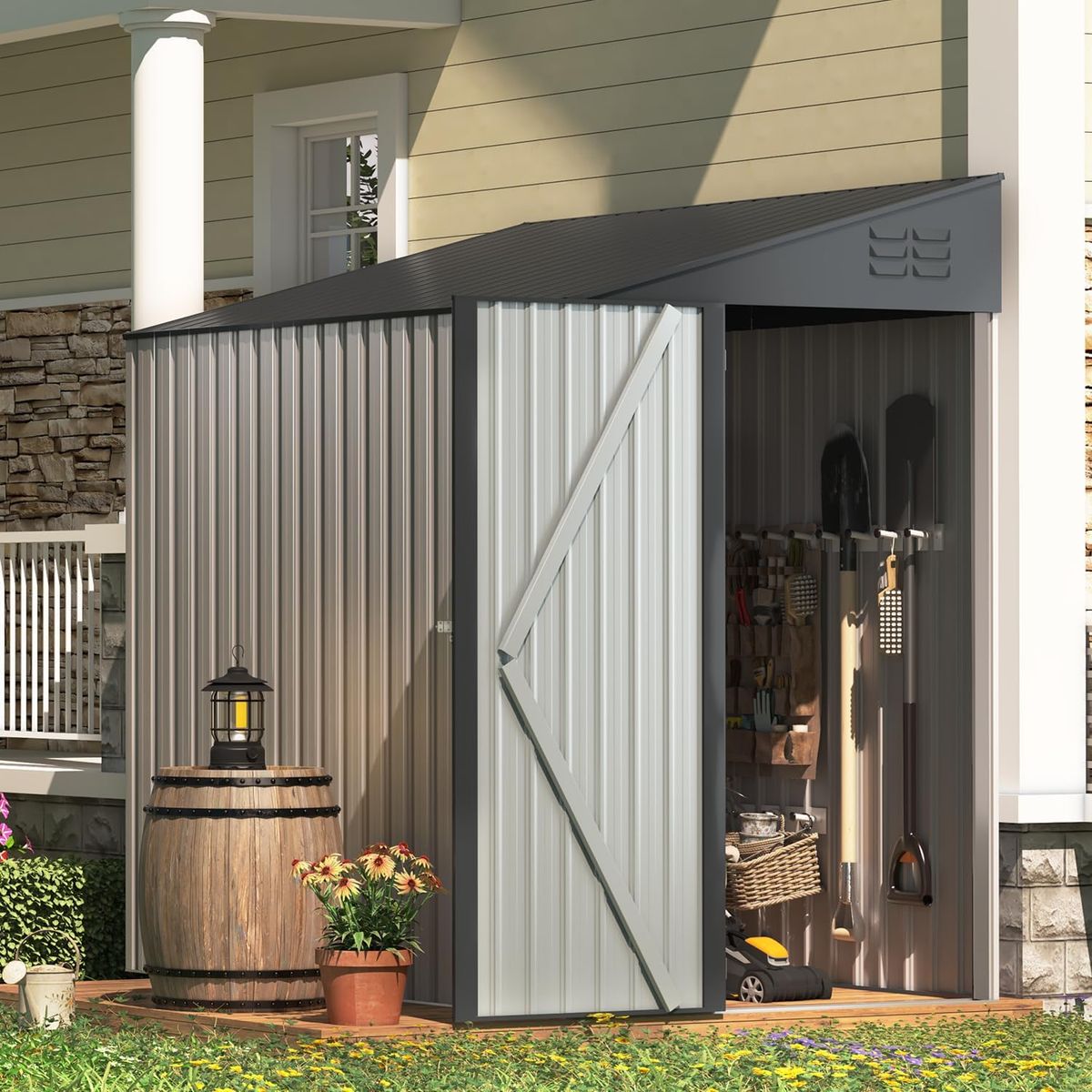 4.2" x 7" Outdoor Storage Shed - Grey