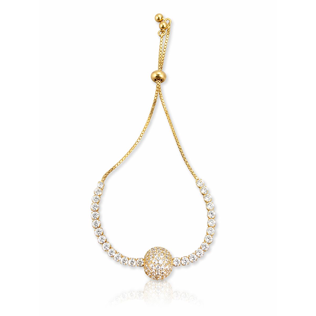 Elegant Pavé Diamond Adjustable Bracelet - yellow ball