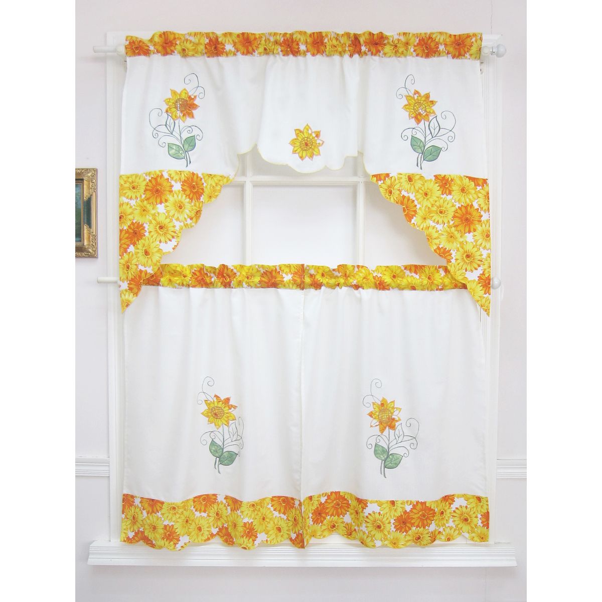 Tiered Curtain Set (3-Piece) - Spring Daisy