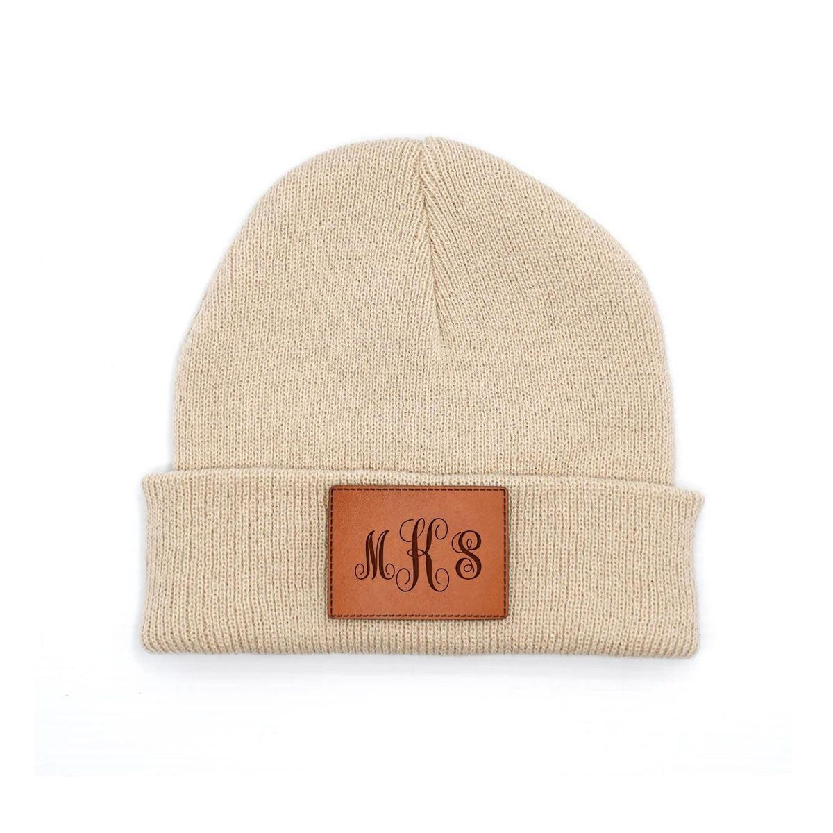 Personalized Knit Beanies - Tan
