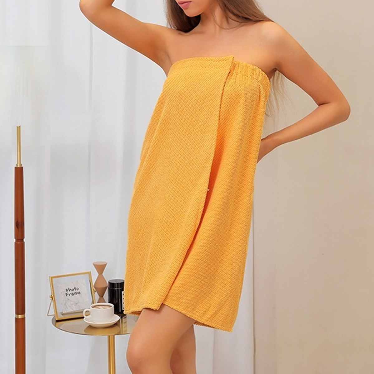 Women&rsquo;s Quick-Dry Strapless Bath Wrap Towel - Yellow