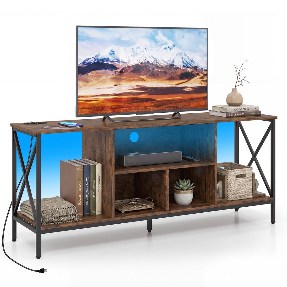 Luminar Media Console - TV Stand-Brown