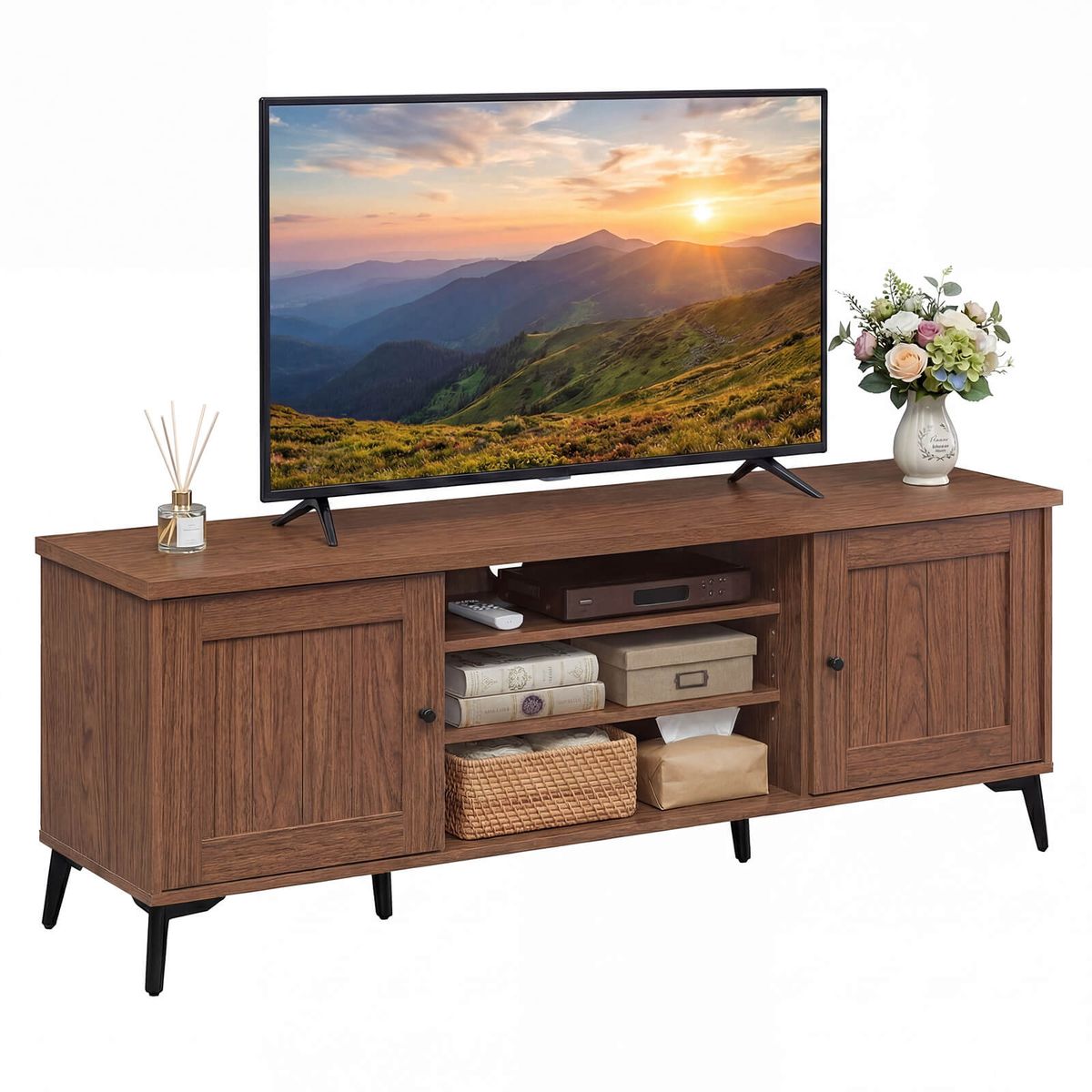2-Door TV Stand - TV Stand-Brown
