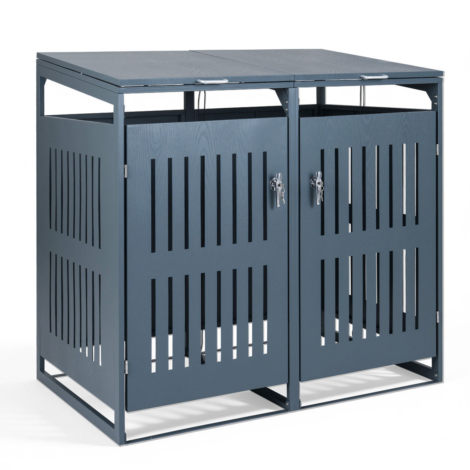 Outdoor Trash Can Storage Shed (2-3 Bins) - Trash Can-Dark Gray-2 Bins