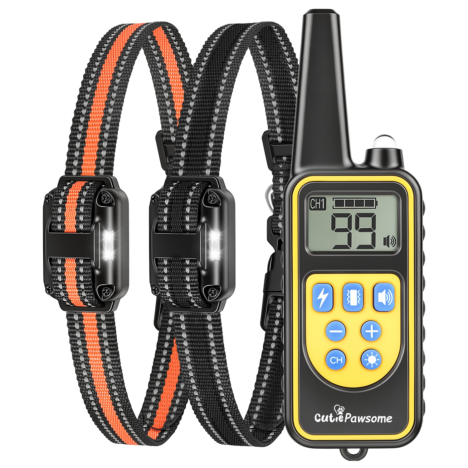Dog Training Collar with Remote (1 or 2 Collars) - 1 Yellow Remote-1 Black, 1 Yellow Collar