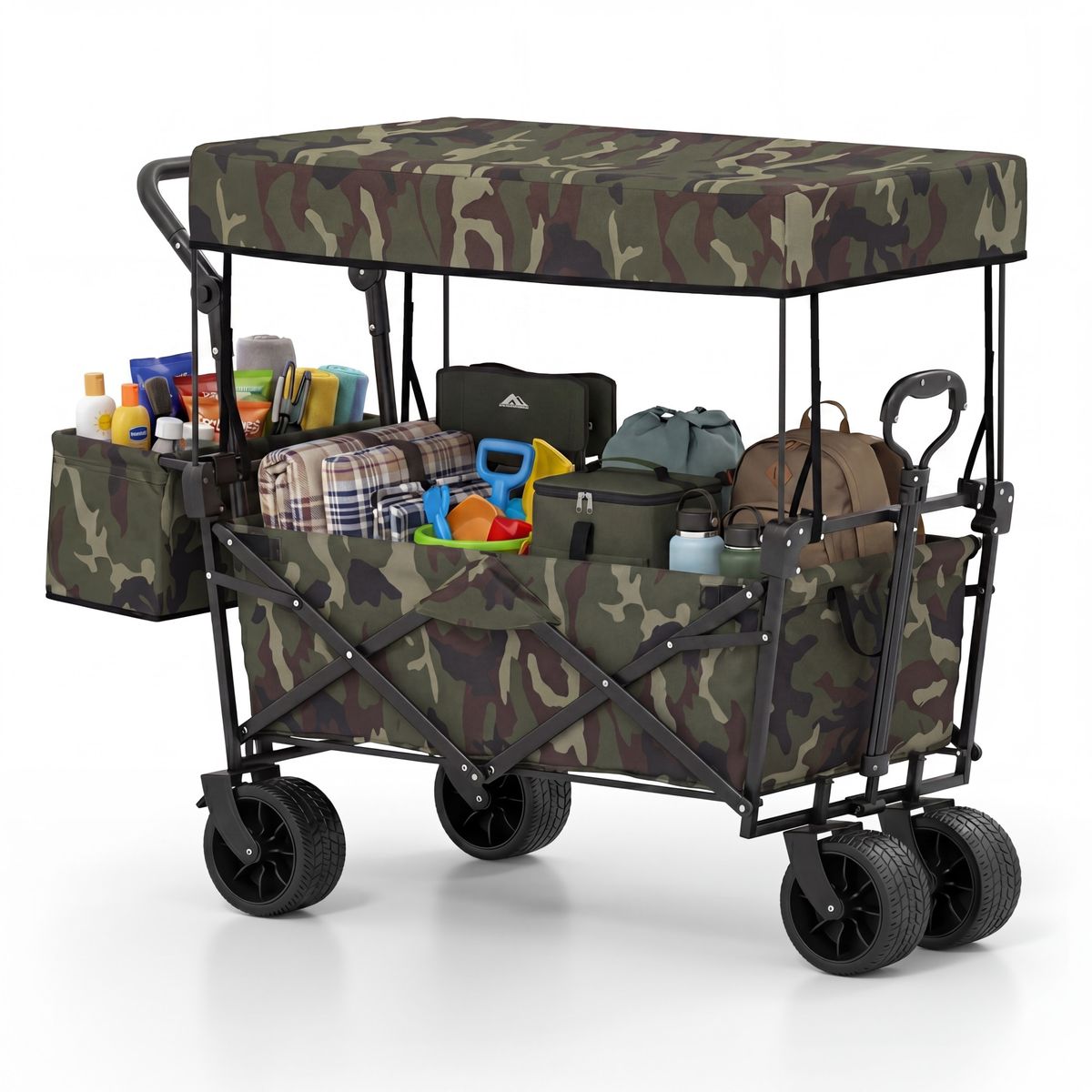 40-inch Folding Utility Wagon with Canopy - Wagon-Camouflage
